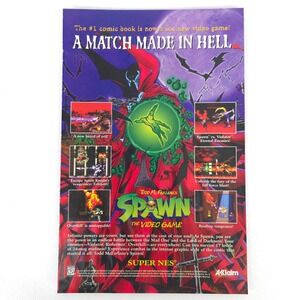 Todd McFarlane Spawn Video Game Super NES Promo Print Ad 1995 Acclaim Vintage